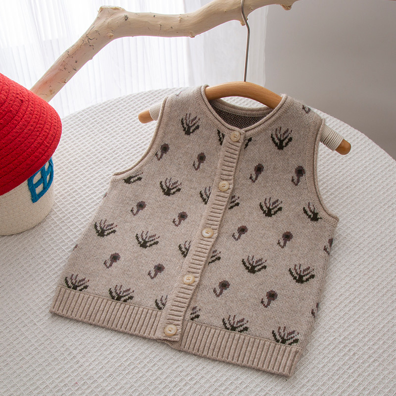 男童马甲羊绒衫儿童背心女童毛衣开衫加厚100%纯山羊绒宝宝羊毛衫