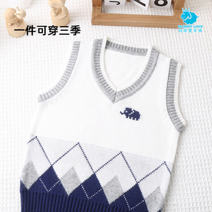 男童背心羊绒衫宝宝坎肩女童羊毛衫2024新款儿童毛衣针织衫马甲