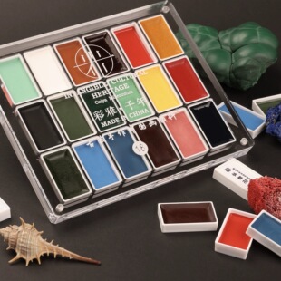 古法手作18色传统中国画颜料 固体矿物质植物质颜料工笔画写意画