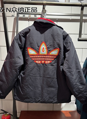 阿迪达斯三叶草新年款男子双面穿运动休闲棉服外套 KT0639 KT0640