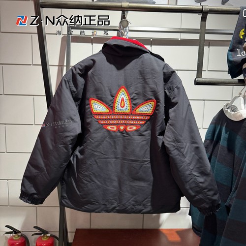 阿迪达斯三叶草男双面穿运动棉服