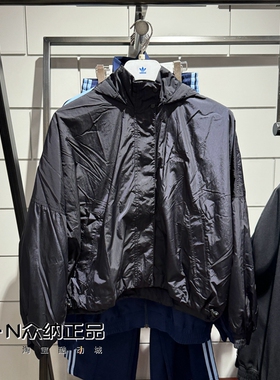 阿迪达斯三叶草女子春季连帽宽松运动休闲夹克外套 JD2583 JD2584