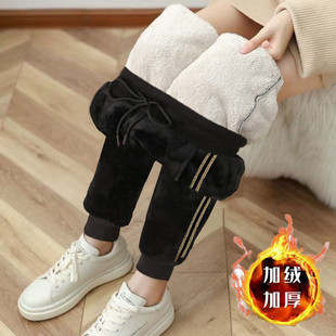 百搭女加绒束脚休闲运动哈伦裤 子爆款 潮 高腰显瘦卫裤 2024秋冬新款