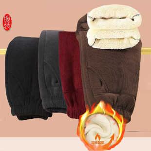 保暖宽松加绒加厚裤 中老年人裤 子妈妈女秋冬条绒休闲外穿老人棉裤