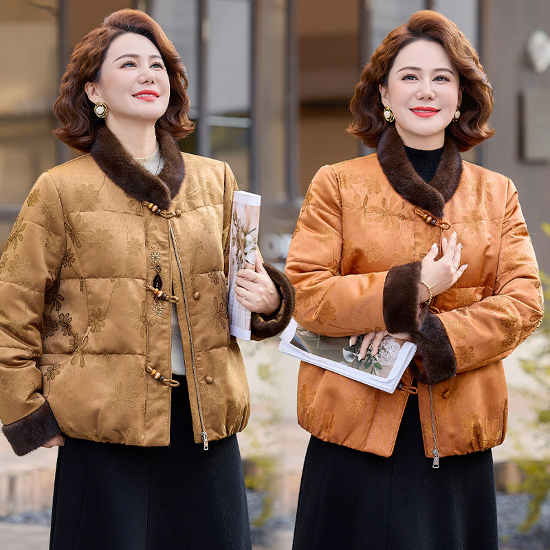 新中式立领加厚保暖妈妈棉服