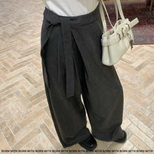 高腰显瘦直筒西装 WITH 裤 女秋冬新款 子 宽松休闲阔腿裤 BORN