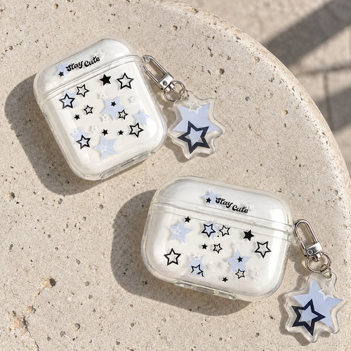 满版星星耳机壳苹果AirPods保护套时尚五角星适用airpods1/2/3/4/5/pro/pro2/pro3轻薄耳机盒保护壳防尘