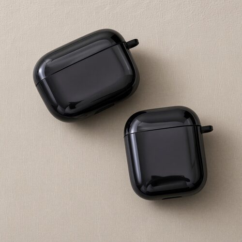 纯黑耳机保护壳适用airpods1/2/3/4/pro/pro2/pro3苹果AirPods保护套全包防护黑色保护套简约防摔无线耳机套