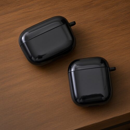 防刮保护套黑色光面保护壳适用airpods1/2/3/4/pro/pro2/pro3苹果AirPods保护套防摔防尘软壳充电盒保护套