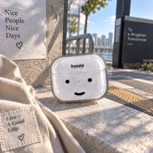 适用airpods1/2/3/4/5/pro/pro2/pro3微笑表情耳机壳轻薄保护壳清新苹果AirPods保护套无线耳机套耳机保护套