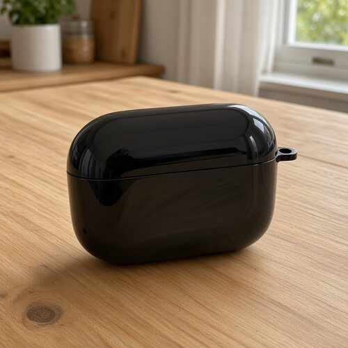 简约黑色耳机壳适用airpods1/2/3/4/pro/pro2/pro3苹果AirPods保护套全包全包保护光面透明黑色保护套亮面