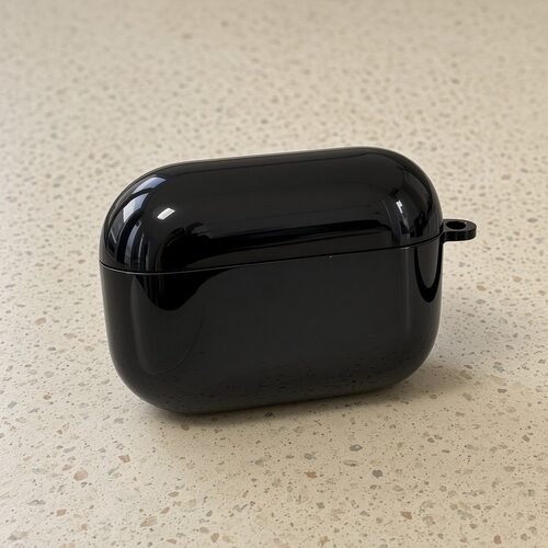 全包保护纯黑光面耳机壳适用airpods1/2/3/4/pro/pro2/pro3苹果AirPods保护套防刮黑色保护套轻薄透明潮流
