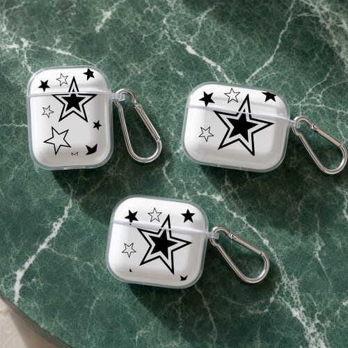 适用苹果AirPods保护套透明软壳黑色星星透明耳机壳适用airpods1/2/3/4/pro/pro2/pro3耳机盒保护壳