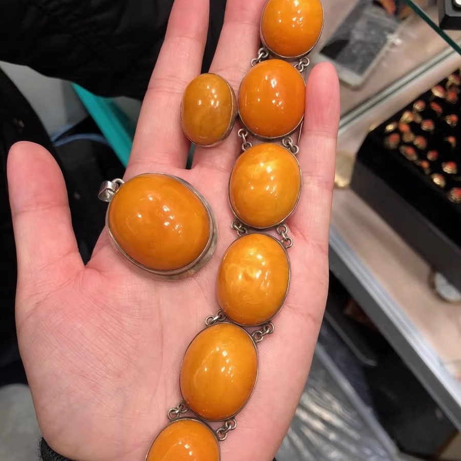 古董老蜜蜡项链吊坠手链波罗的海天然琥珀蜜蜡立陶宛丹麦海外直邮