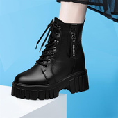 女子秋冬款 真皮马丁靴女2025新款 内增高小个子短靴厚底小香风单靴