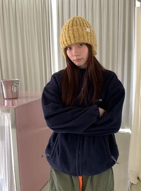 韩国秋冬保暖杂点点复古黄色针织帽女甜美包头毛线帽百搭护耳帽子