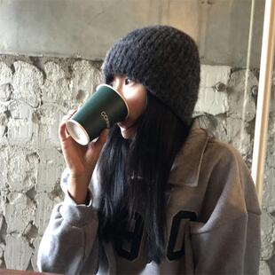ins韩版秋冬羊毛软糯针织帽女百搭休闲护耳保暖毛线帽显脸小冷帽
