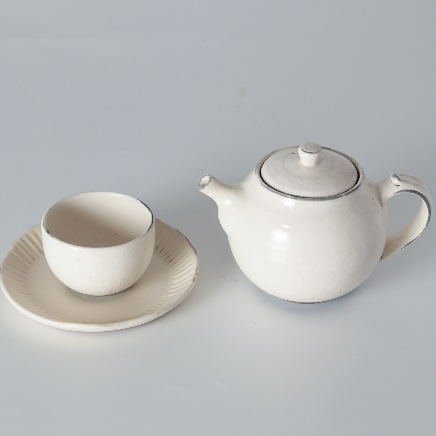 日本进口信乐烧割粉引茶壶茶杯日式纯色主人杯家用手工陶瓷茶具