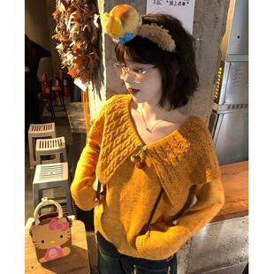 慵懒麻花针织衫 巨显白 套头针织宽松秋冬毛衣上衣 南瓜奶油挞