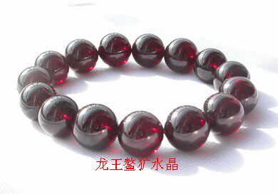 龙王鳌犷水晶天然玫瑰红石榴石手链AA 15MM