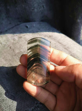 龙王鳌犷水晶天然绿幽灵水晶无事牌吊坠64×31×11.5mm 46.9g