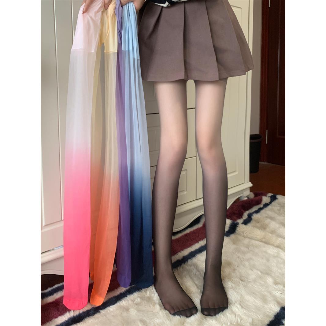 渐变色丝袜女紫色辣妹性感夏季超薄彩色连裤袜个性糖果小众网红潮