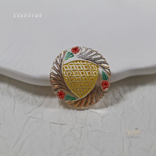 27mm黄色透明红绿手绘鎏金 捷克进口琉璃贴片 布拉格玫瑰