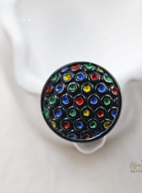 #波点女王# 1960s捷克古董纽扣 27mm手绘艺术致敬草间弥生 仅4颗