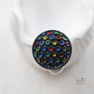 27mm手绘艺术致敬草间弥生 1960s捷克古董纽扣 仅4颗 波点女王