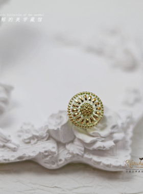 #向日葵# 捷克高定琉璃纽扣 14mm淡黄透明鎏金