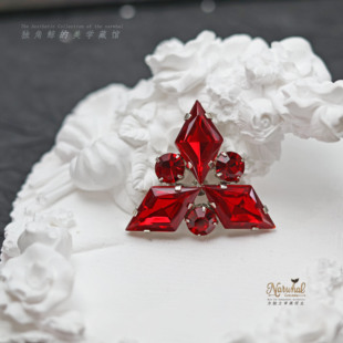 #新年就要红# 西德vintage宝石扣 35mm琉璃银色爪嵌红宝石