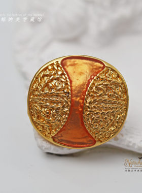 #I 时代# 意产vintage金属珐琅纽扣 29mm绳纹雾金橙色艺术感拉满
