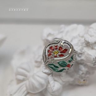 23mm浮透匠人手绘描银 捷克高定琉璃贴片圆牌 仅9颗 岁月如花