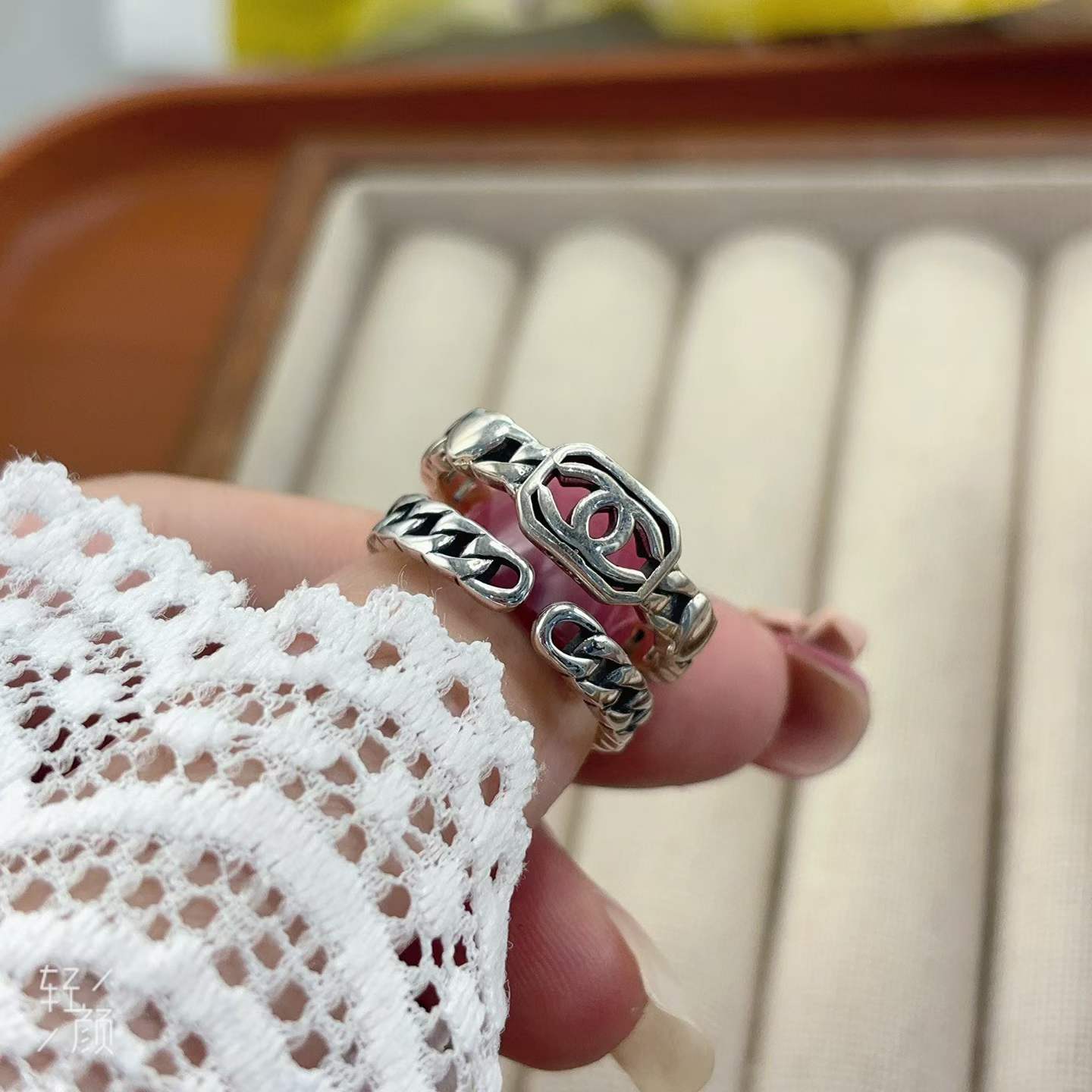 复古925银戒指男女轻奢小众设计感高级感可调节开口戒指七夕礼物