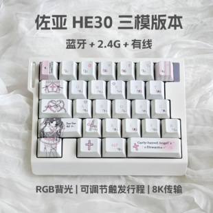 佐亚ZUOYA HE30三模无线蓝牙磁轴单手游戏键盘电竞打瓦急停女生