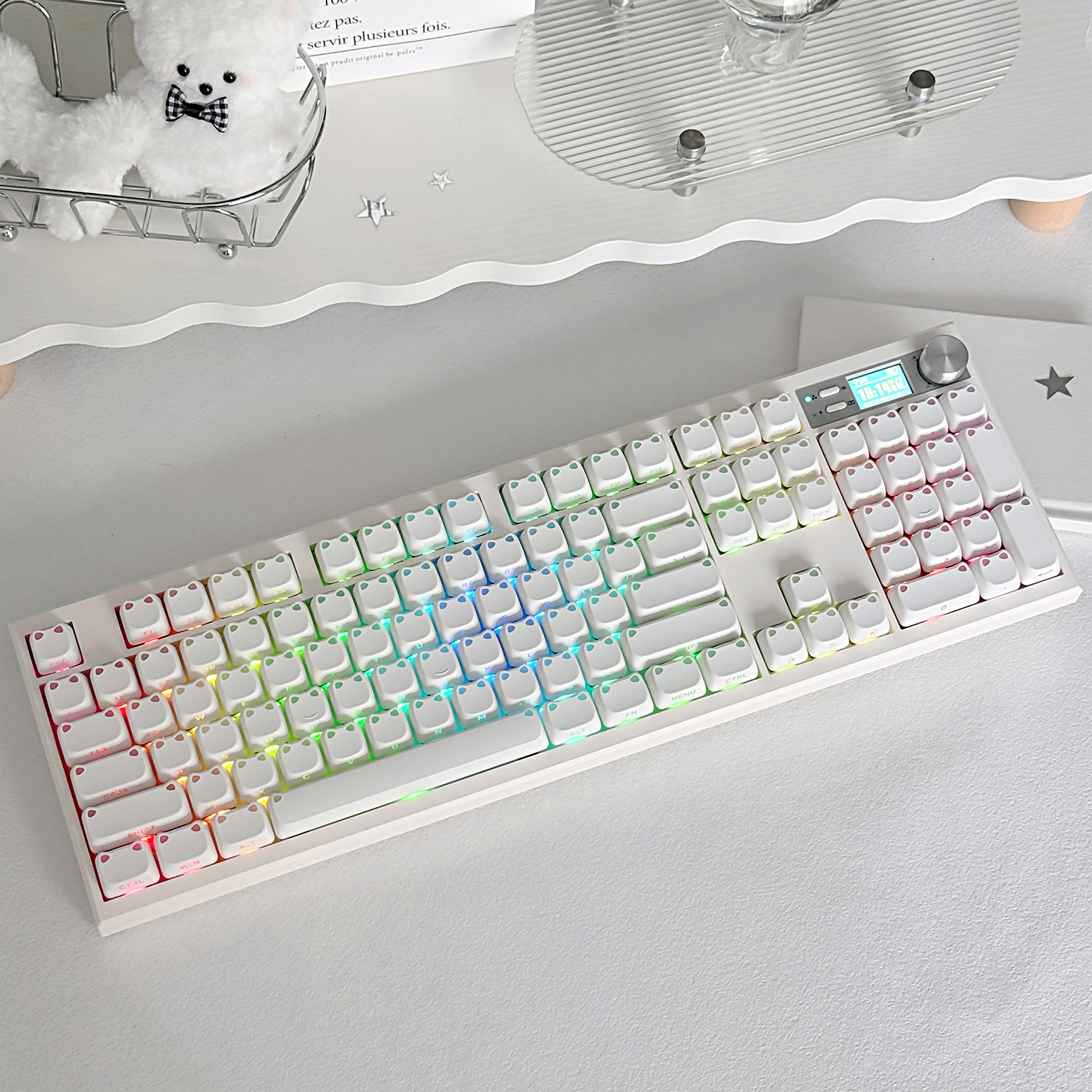 GMK104三模机械键盘小光喵客制化热插拔Gasket无线蓝牙麻将音屏幕