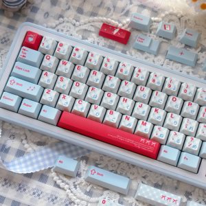 汐蓝 原厂高度浅蓝色原创键帽PBT材质五面热升华工艺客制化键盘