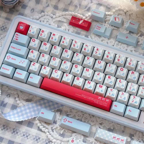 汐蓝 原厂高度浅蓝色原创键帽PBT材质五面热升华工艺客制化键盘