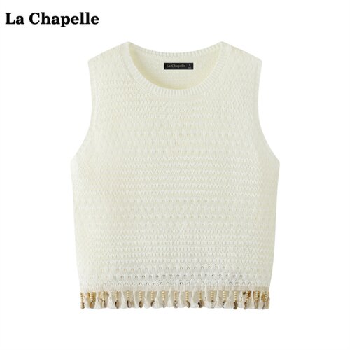 拉夏贝尔/La Chapelle小清新流苏背心女夏季新款冰丝针织衫上衣