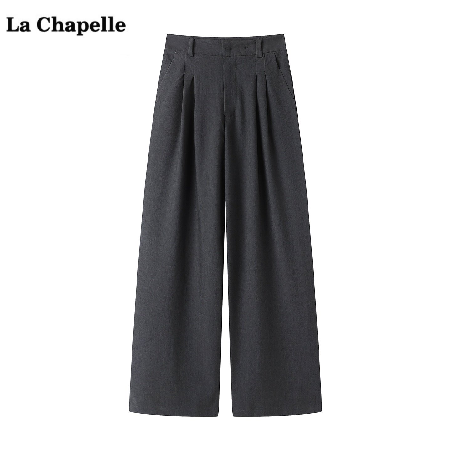 拉夏贝尔/La Chapelle高腰显瘦西装裤女秋季新款垂感直筒阔腿裤