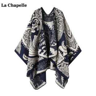 拉夏贝尔/La Chapelle复古仿羊绒提花披肩斗篷女旅游保暖外搭披风