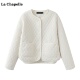 拉夏贝尔 轻薄宽松上衣 新款 Chapelle圆领菱格圆领外套女秋冬季