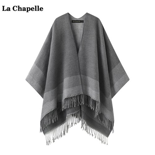 拉夏贝尔/La Chapelle高级感流苏披肩斗篷女秋季披风围巾外搭保暖