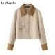 新款 Chapelle时尚 外套女春季 百搭小个子上衣 翻领短款 拉夏贝尔
