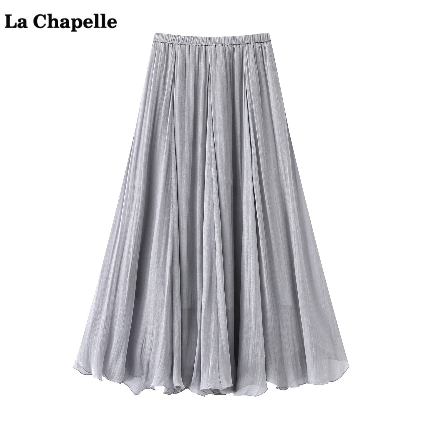 拉夏贝尔/La Chapelle高腰褶皱流沙金半身裙女夏季新款仙女A字裙
