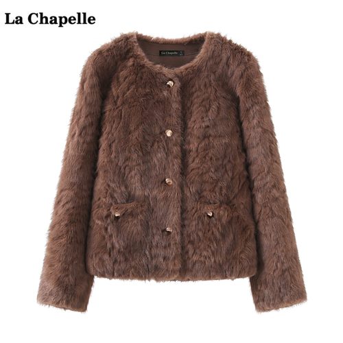 拉夏贝尔/La Chapelle气质百搭毛毛外套女冬季新款宽松保暖上衣