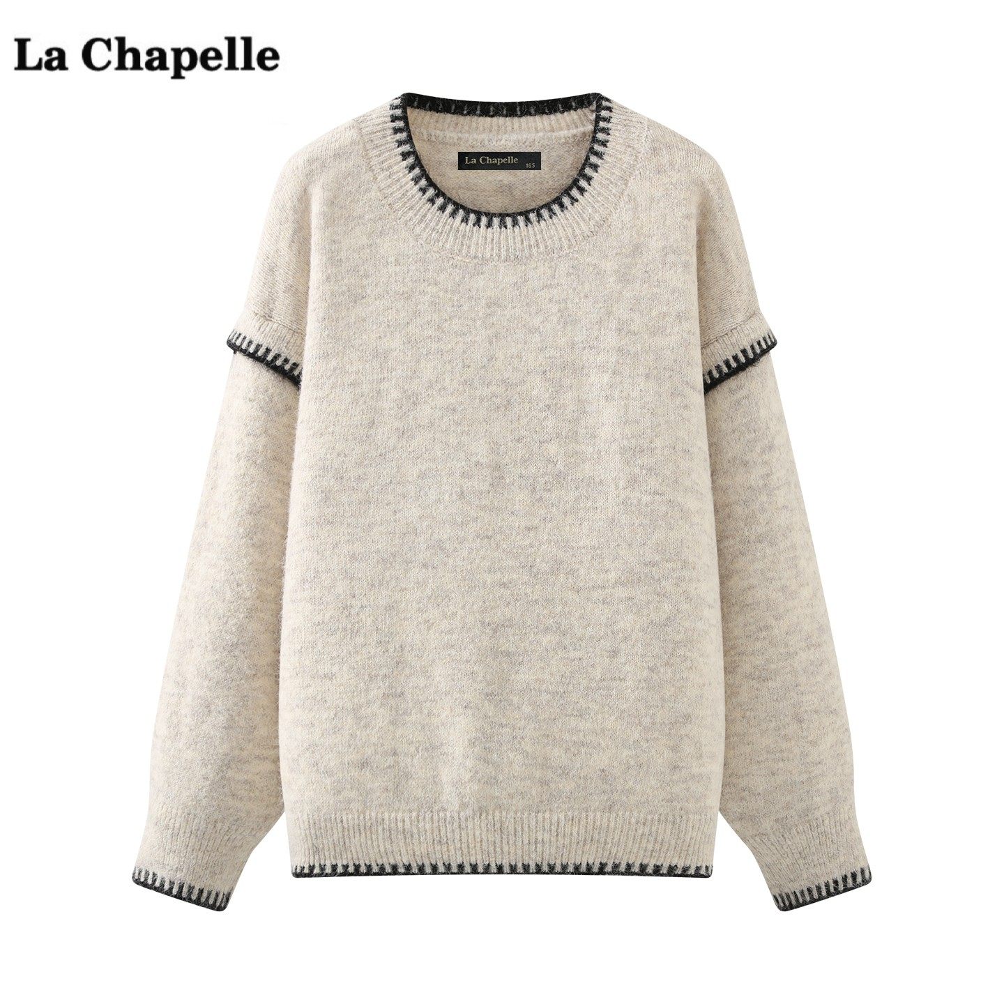 拉夏贝尔/La Chapelle慵懒风撞色针织衫毛衣女秋冬季宽松显瘦上衣,女装/女士精品,毛针织衫,淘宝优惠券,粉丝福利购,淘宝优惠卷