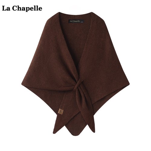 拉夏贝尔/La Chapelle时尚气质三角针织披肩女V领外搭披风围巾