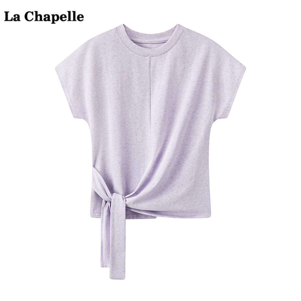 拉夏贝尔/La Chapelle气质正肩短袖T恤女夏季新款休闲圆领上衣