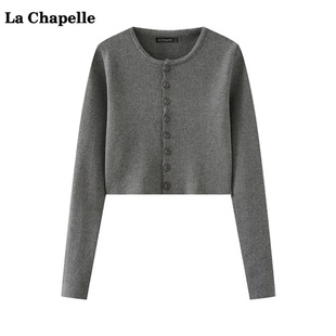 新款 Chapelle气质长袖 女春季 bm风短外套上衣 针织开衫 拉夏贝尔